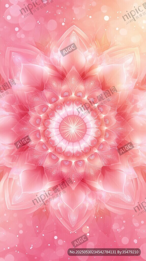 梦幻粉色花朵曼陀罗图案