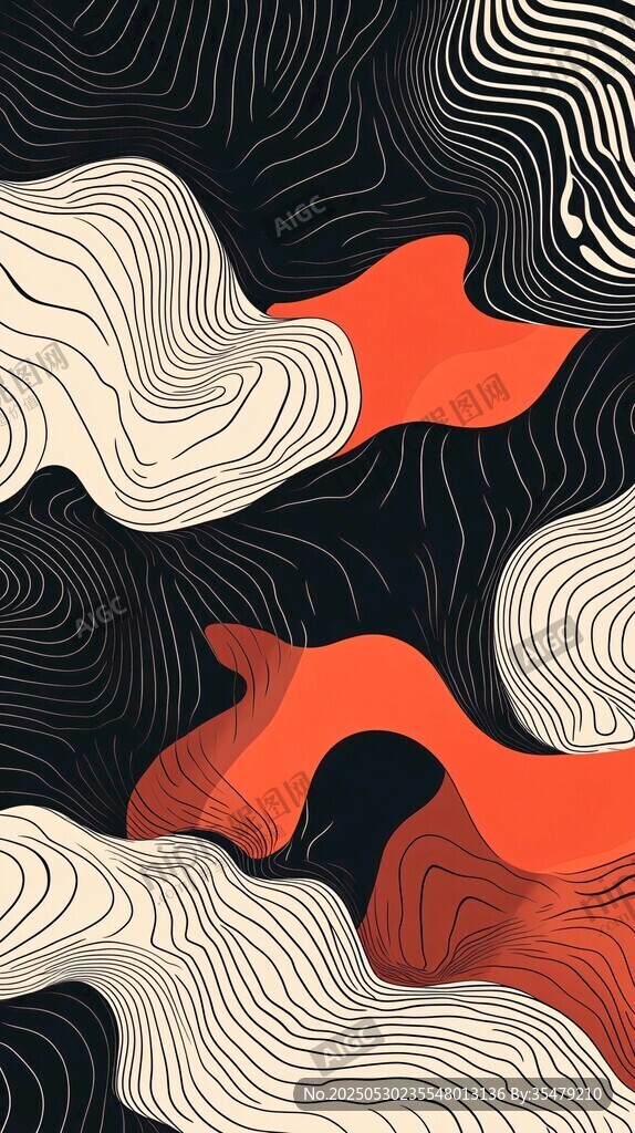 抽象波浪纹理几何艺术图案