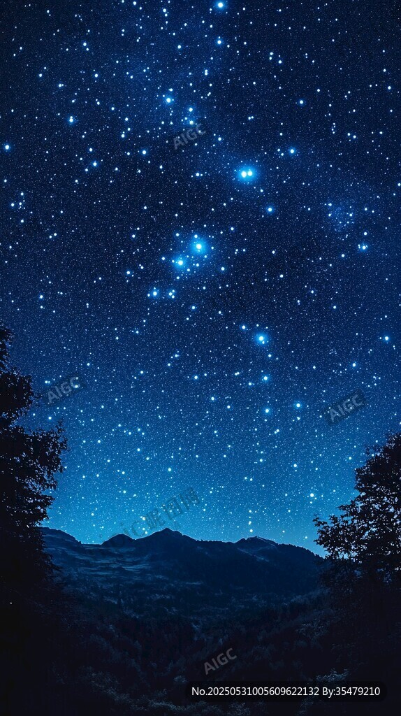山间璀璨星空夜景