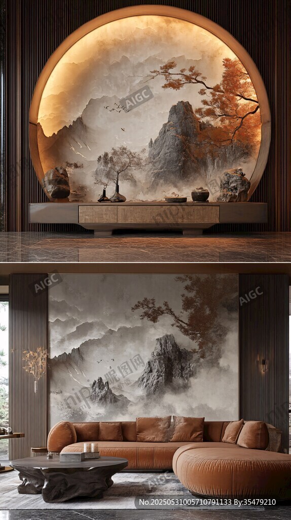 中式山水意境客厅装饰画