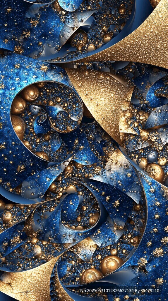 梦幻蓝金交织抽象纹理图案