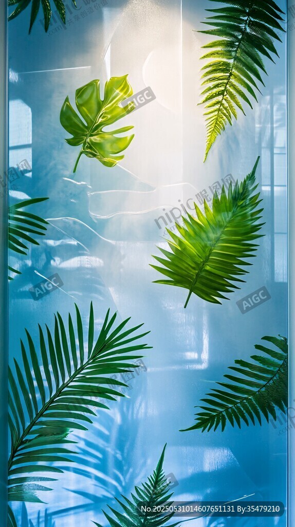 梦幻蓝绿植物背景图