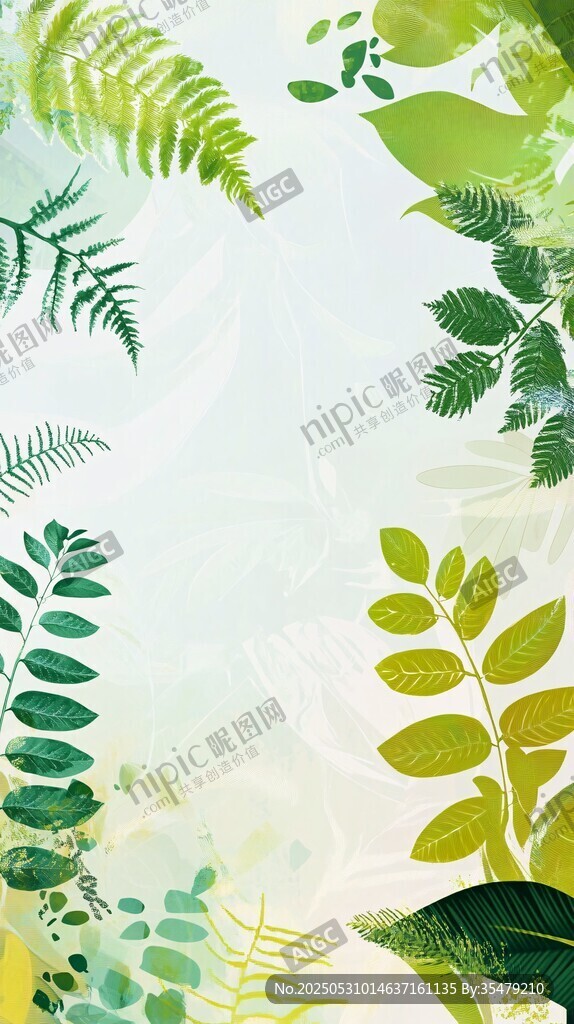 清新绿叶植物背景图