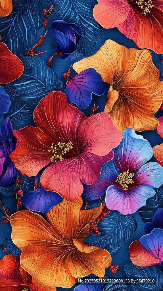缤纷绚丽芙蓉花图案背景