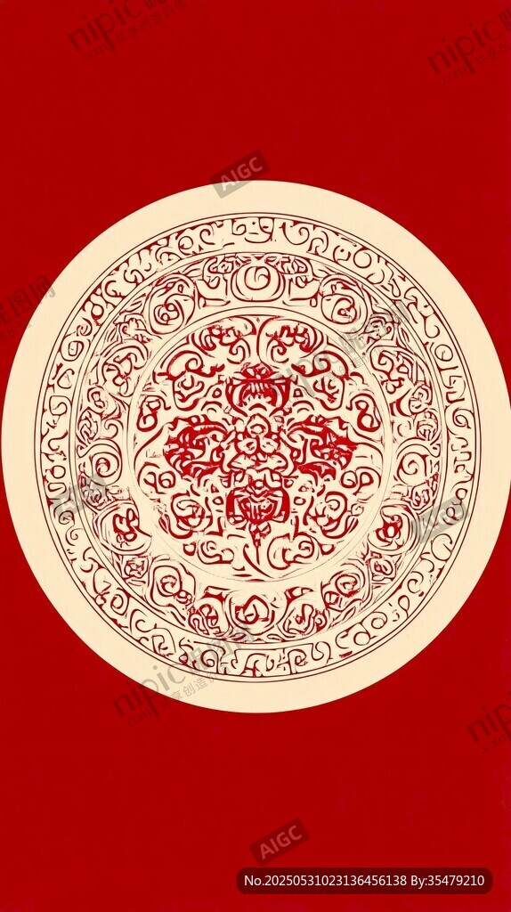 中式传统圆形花纹图案
