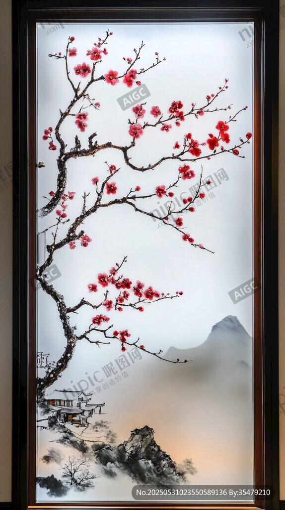 红梅傲雪图