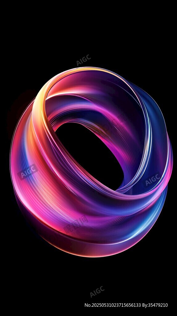 炫彩流动环形3D抽象图案