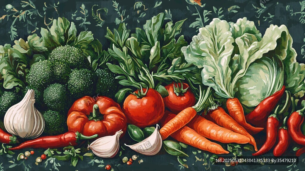 多彩新鲜蔬菜组合插画