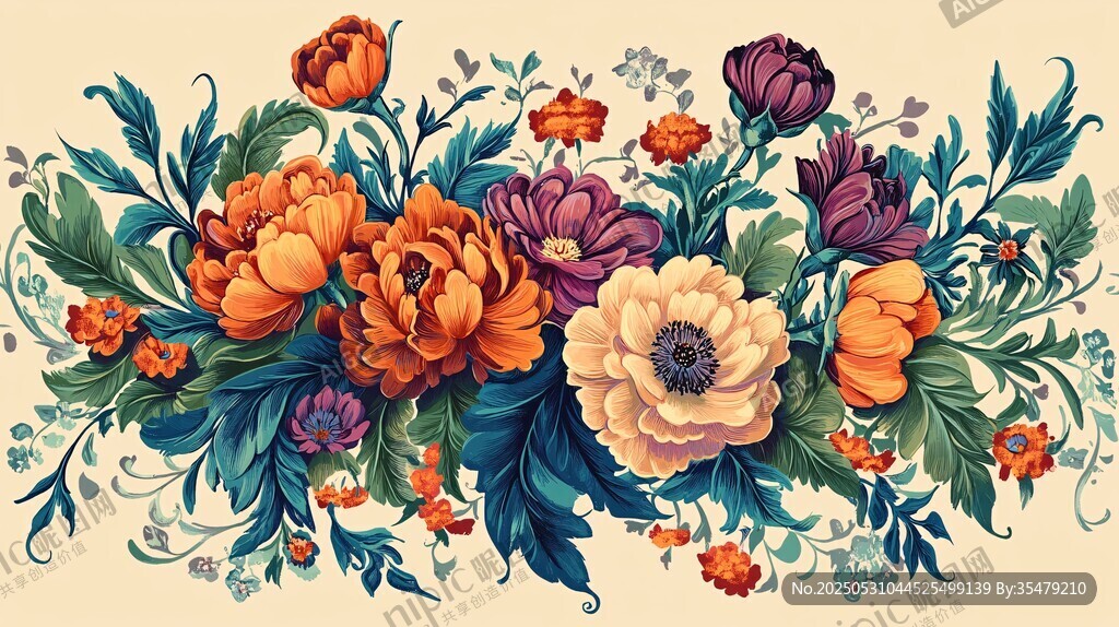 缤纷花卉图案装饰画