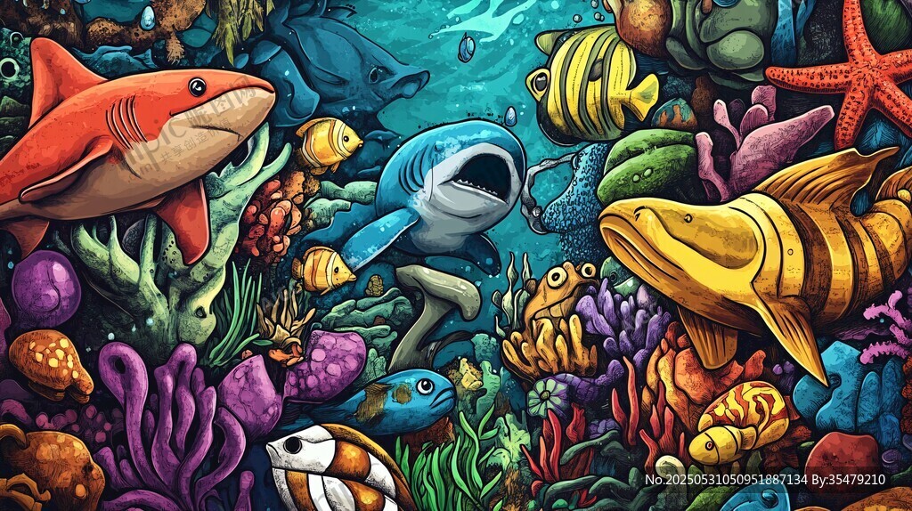海底奇幻鱼群与多彩珊瑚
