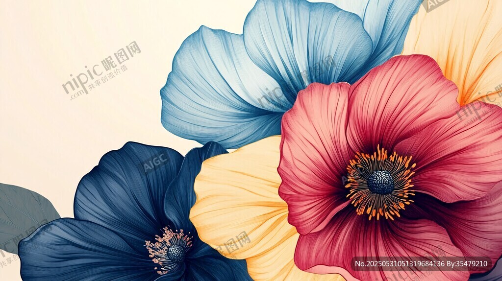 多彩花卉插画艺术之美