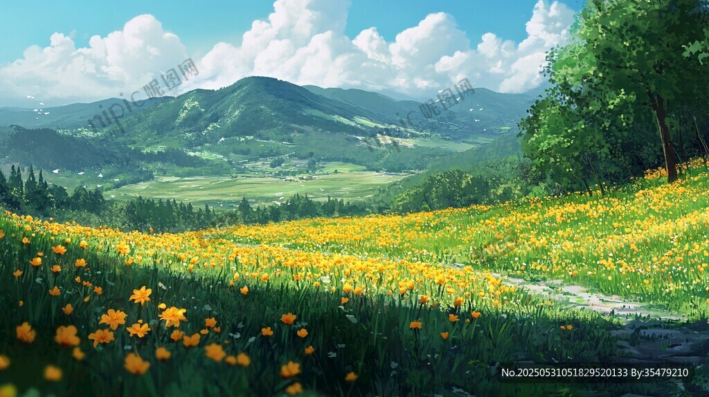 山间花海美景如画