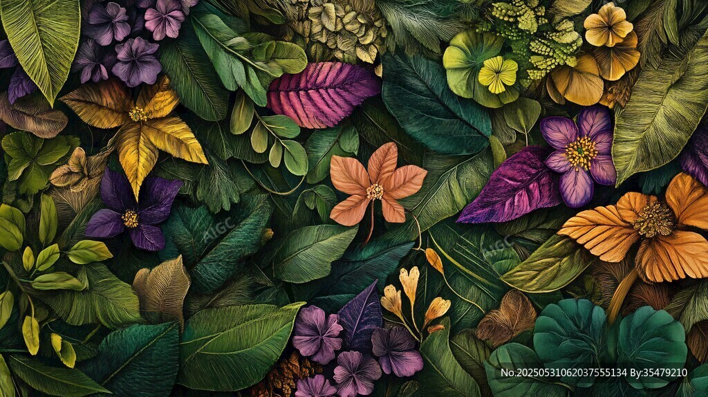 缤纷花卉绿植艺术插画
