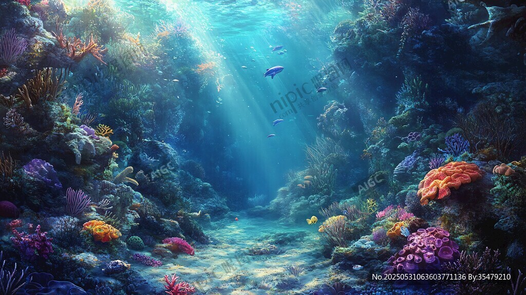 梦幻海底珊瑚礁景观