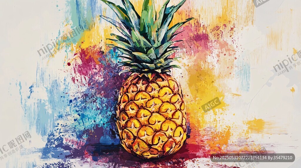 水彩风菠萝插画