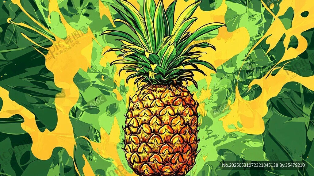 活力菠萝插画 热带风情满满