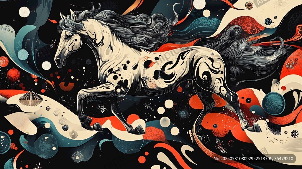 梦幻奔马 奇幻线条艺术