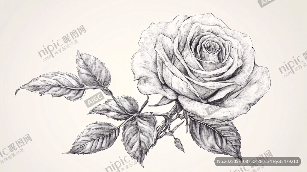 素描玫瑰 细腻花卉艺术呈现