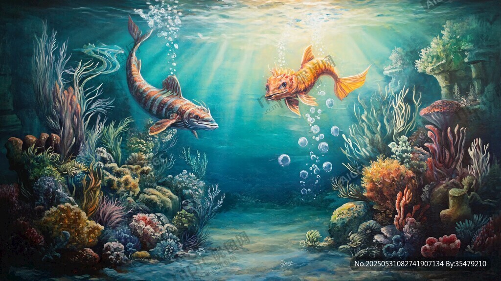 梦幻海底双鱼共游图景