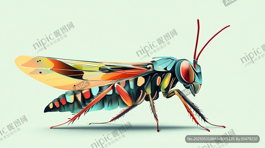 多彩插画风的创意昆虫形象