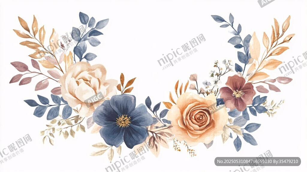 花卉花环插画