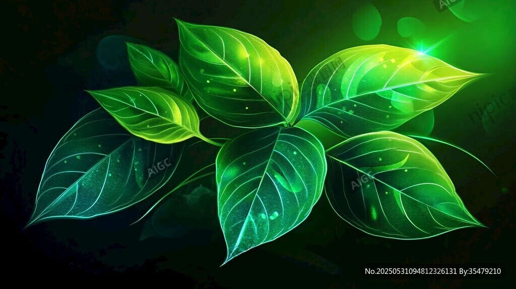 梦幻绿叶片 闪烁生机之光