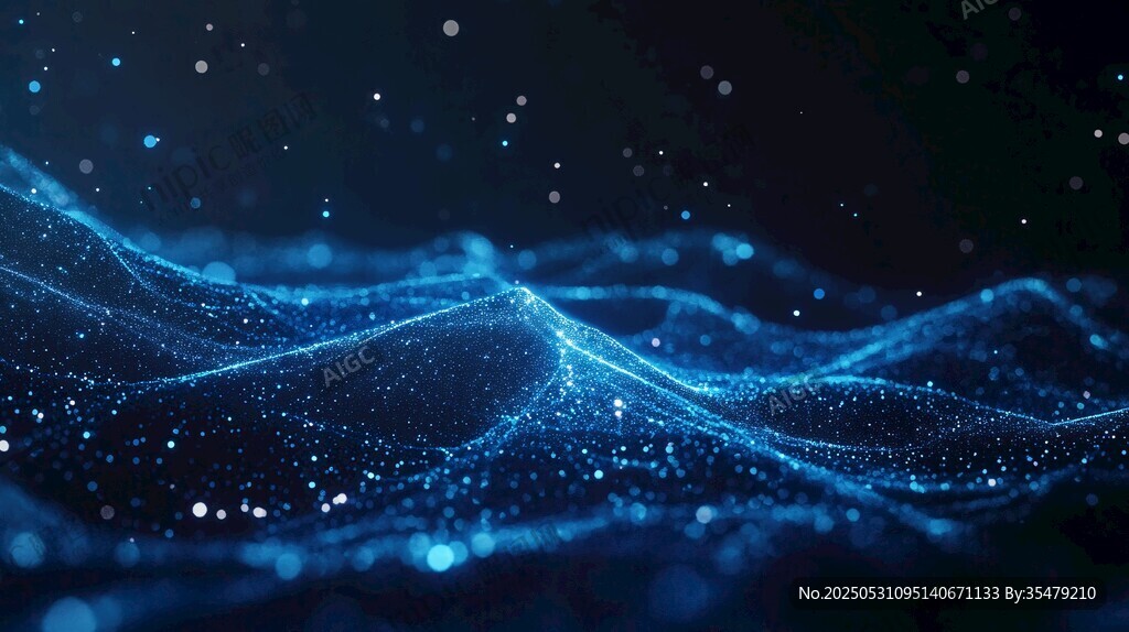 蓝色粒子流动科技背景图