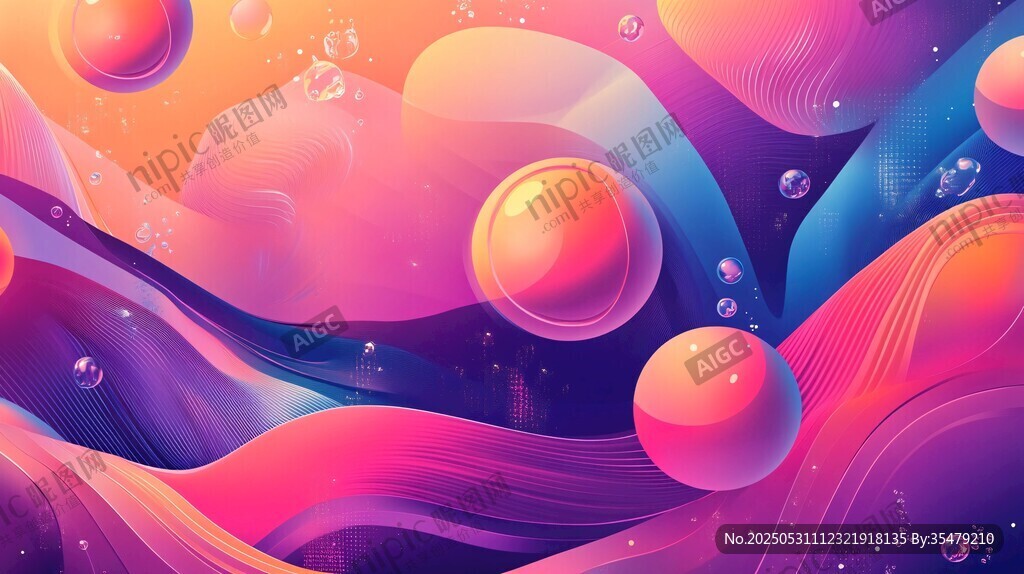 梦幻流体彩球艺术画面