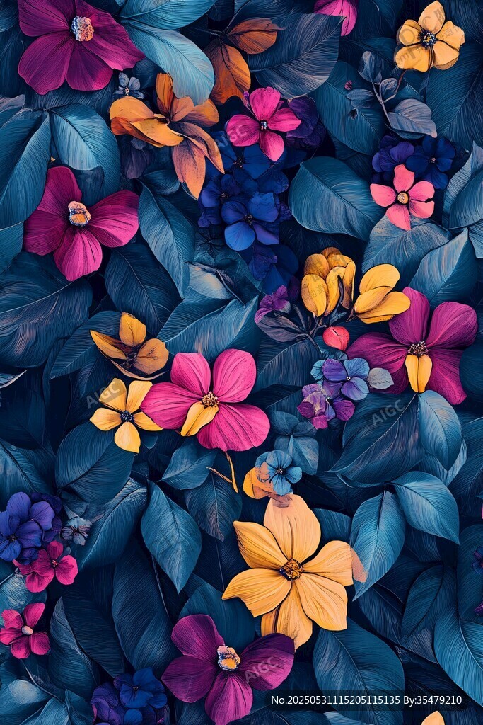 梦幻多彩花卉图案背景
