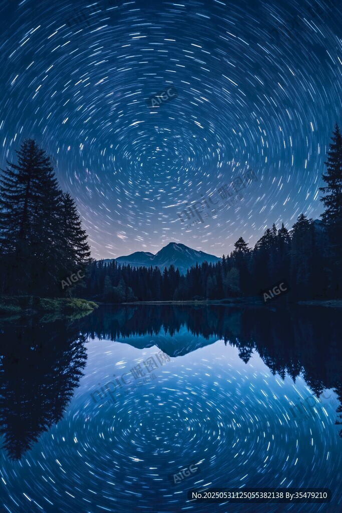 星空下的静谧山林湖泊