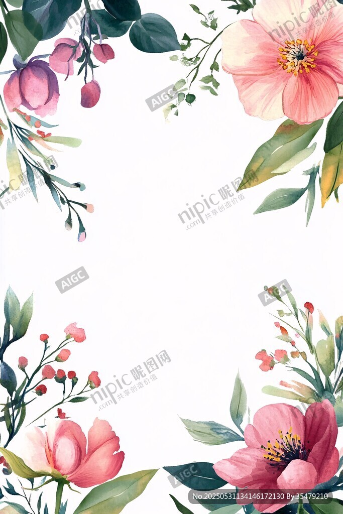 水彩花卉边框图案设计