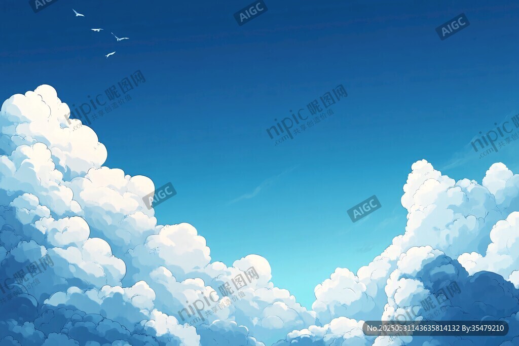 梦幻蓝天与蓬松云朵