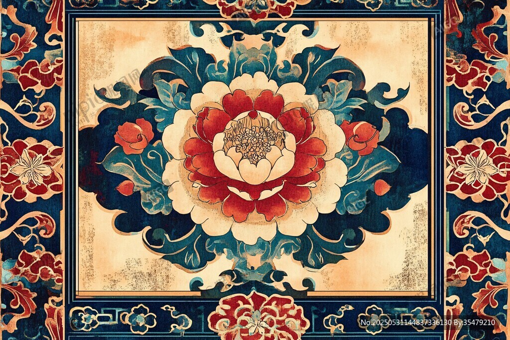 中式古典花卉纹样图案
