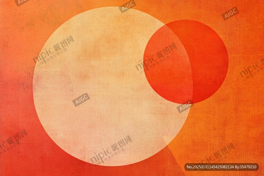 橙色调双圆抽象背景图