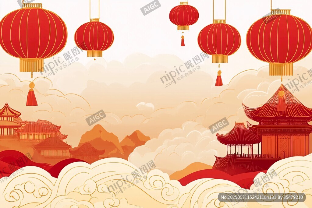 喜庆中式古风灯笼景观