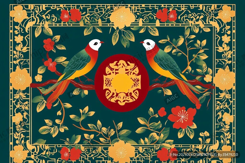 中式花鸟吉祥图案设计