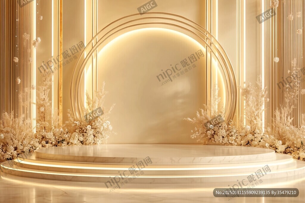 金色浪漫舞台 唯美婚礼场景