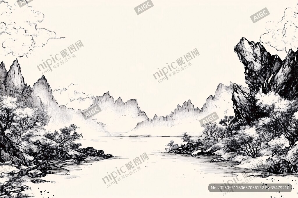 水墨山水意境图