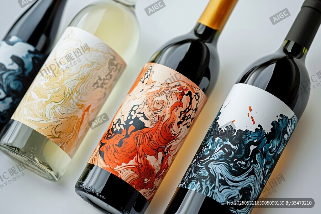 特色艺术酒标葡萄酒展示