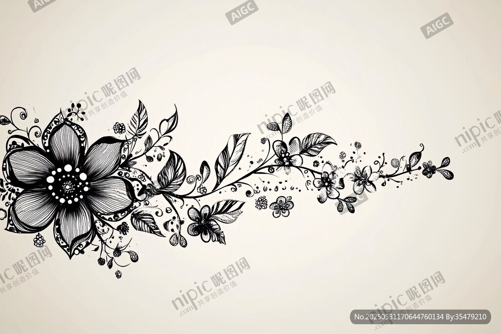 手绘花卉装饰元素