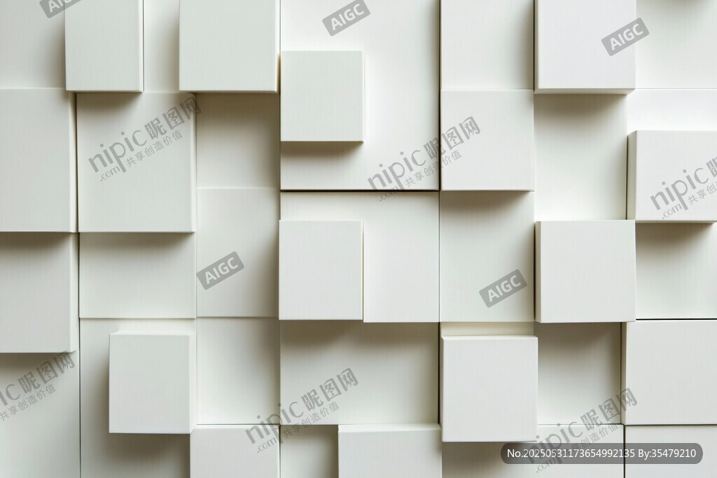 白色立体方块墙面纹理