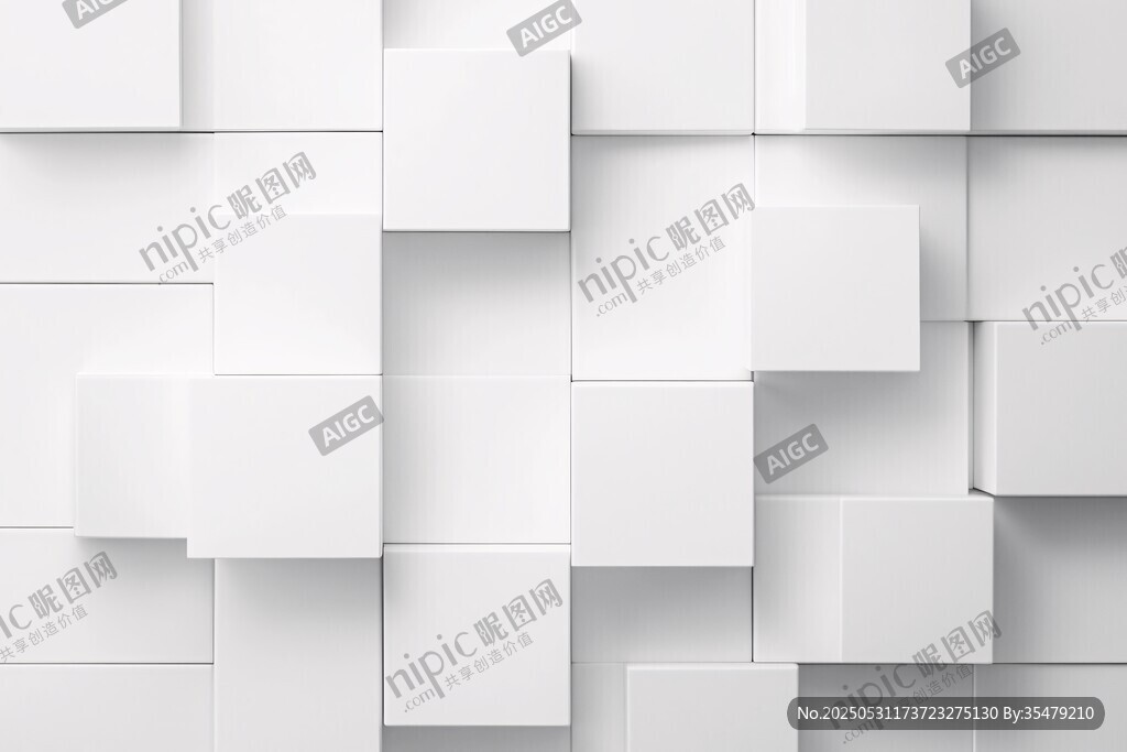 白色立体方块几何背景图