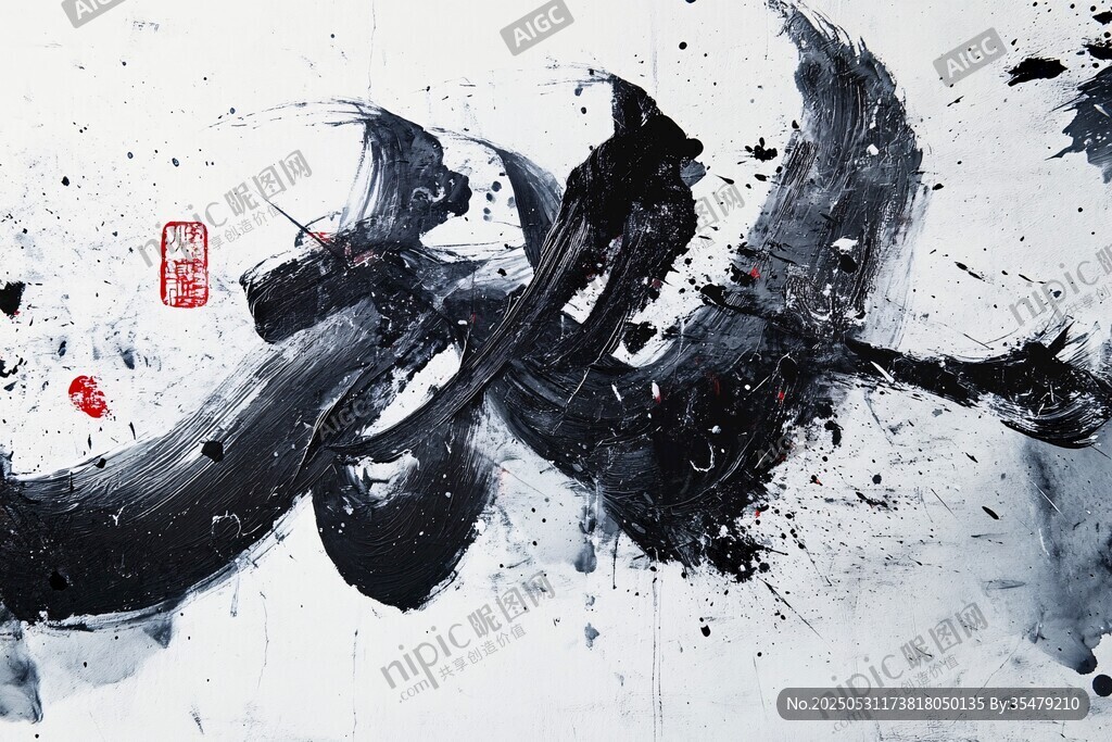 水墨龙字书法艺术作品