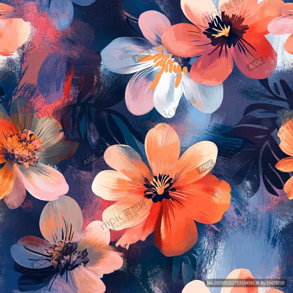 绚丽花卉图案背景设计