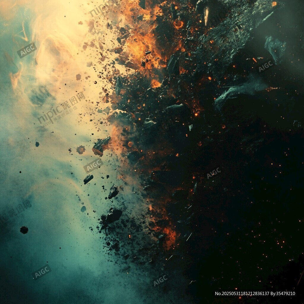 宇宙星球爆炸震撼场景
