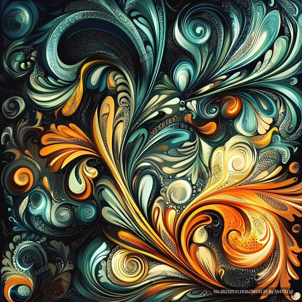 绚丽多彩的抽象花卉图案