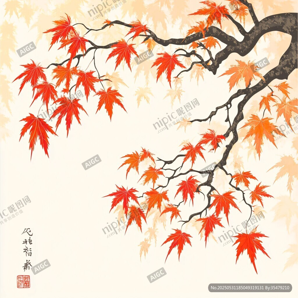 秋韵红枫图
