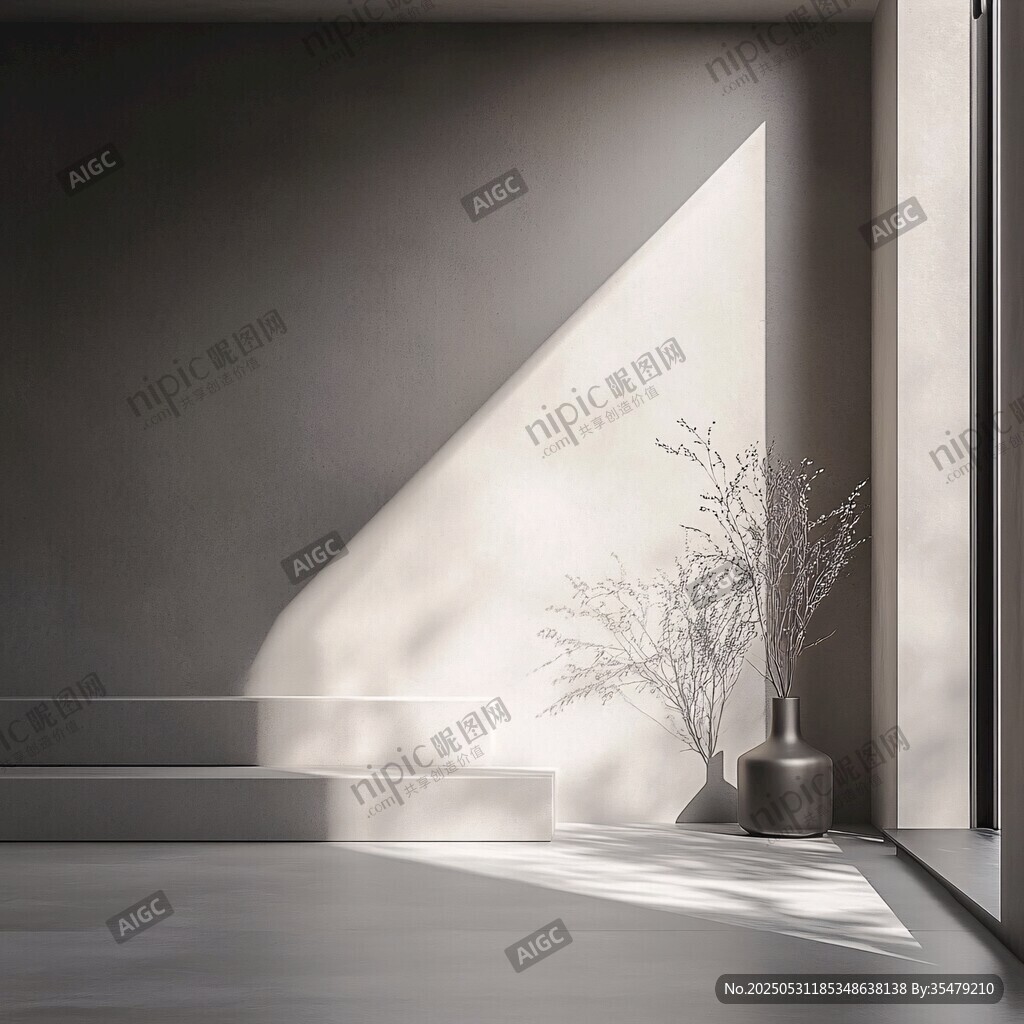 简约室内光影与植物景致