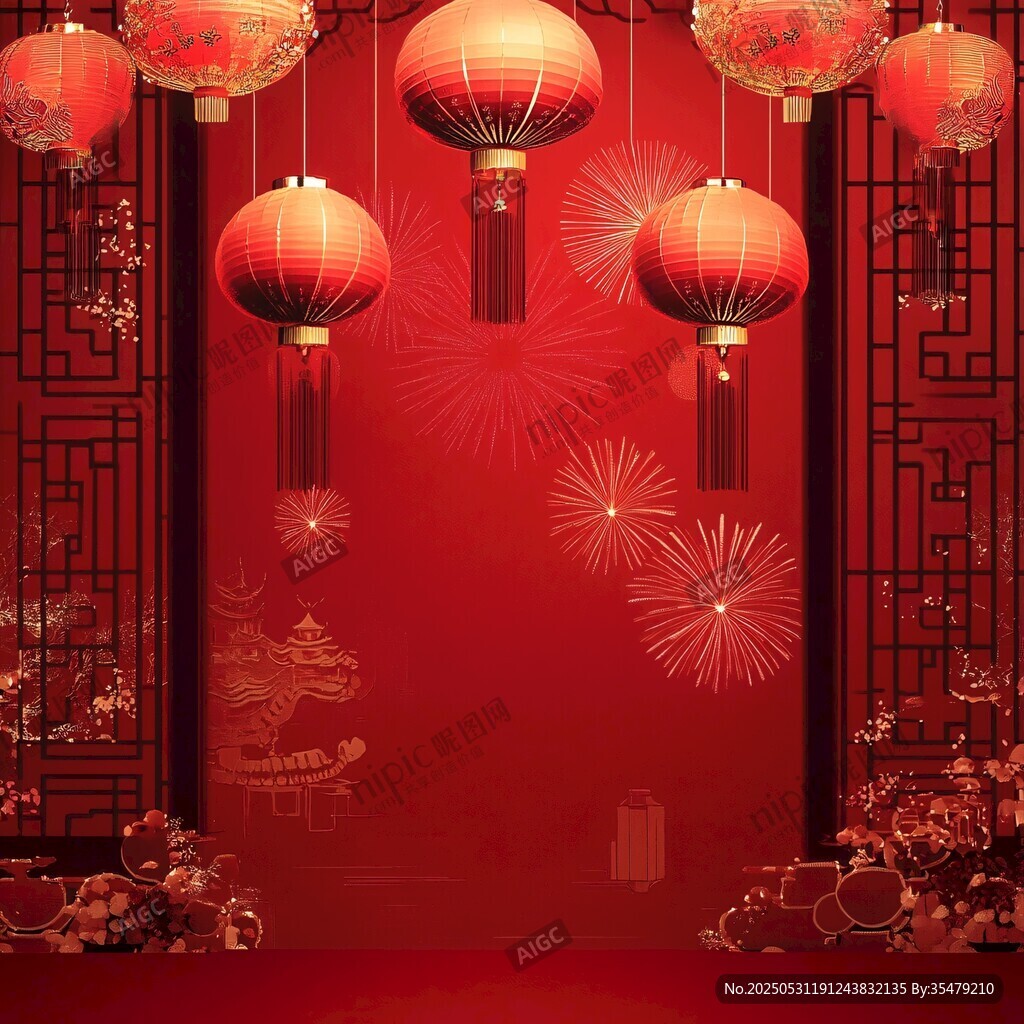 喜庆红灯笼营造节日氛围