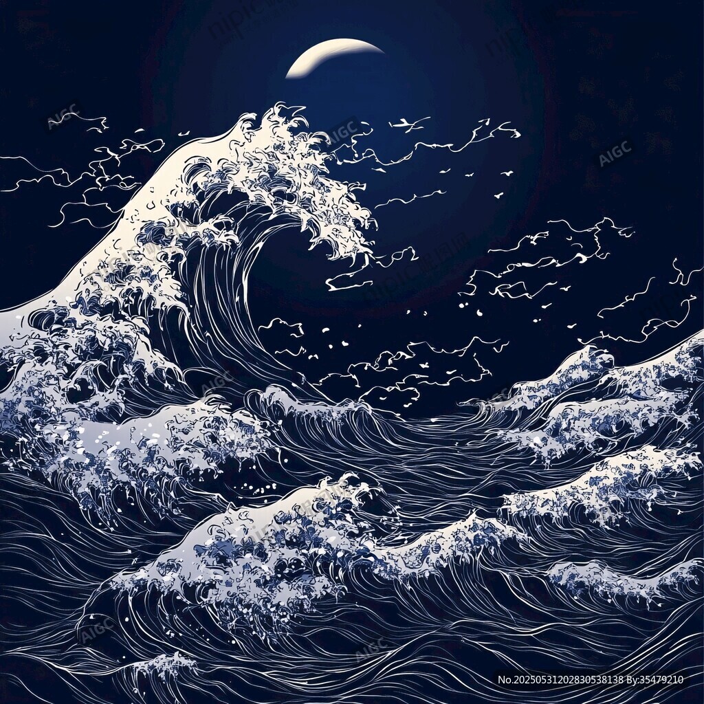 月夜海浪图